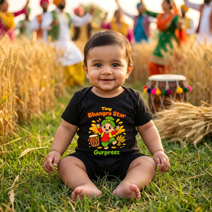 New Born & Baby Clothing | Tiny Bhangra Star With Customized Baby Name | Soft Cotton