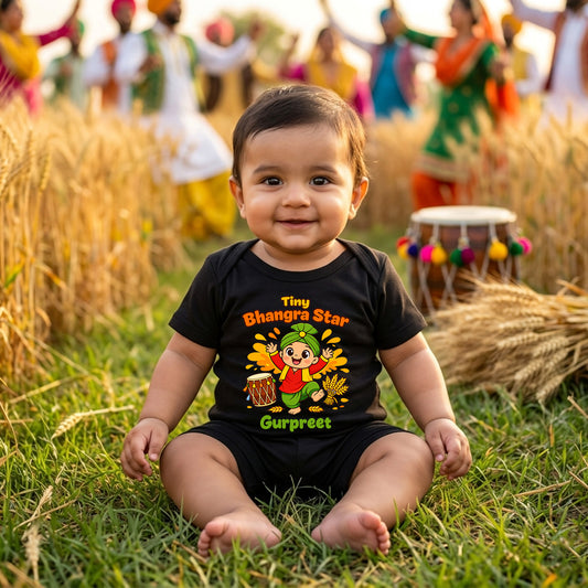 New Born & Baby Clothing | Tiny Bhangra Star With Customized Baby Name | Soft Cotton