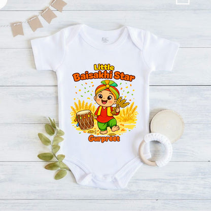 New Born & Baby Clothing | Little Baisakhi Star With Customized Baby Name | Soft Cotton