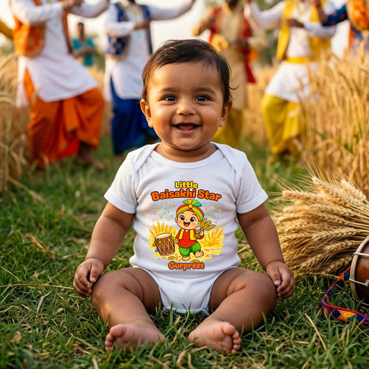 New Born & Baby Clothing | Little Baisakhi Star With Customized Baby Name | Soft Cotton