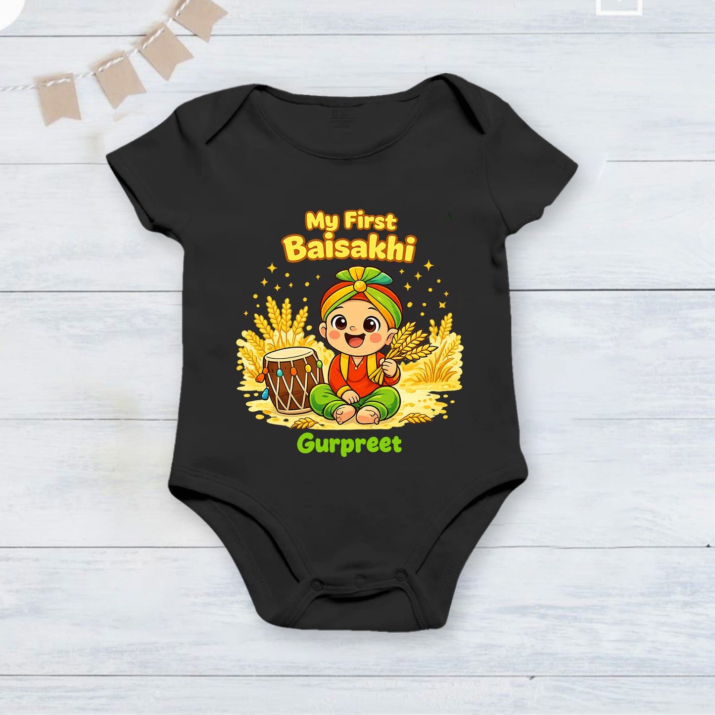 New Born & Baby Clothing | My First Baisakhi With Customized Baby Name | Soft Cotton