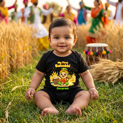 New Born & Baby Clothing | My First Baisakhi With Customized Baby Name | Soft Cotton