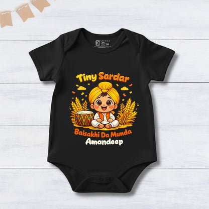 New Born & Baby Clothing | Tiny Sardar Baisakhi Da Munda With Customized Baby Name | Soft Cotton