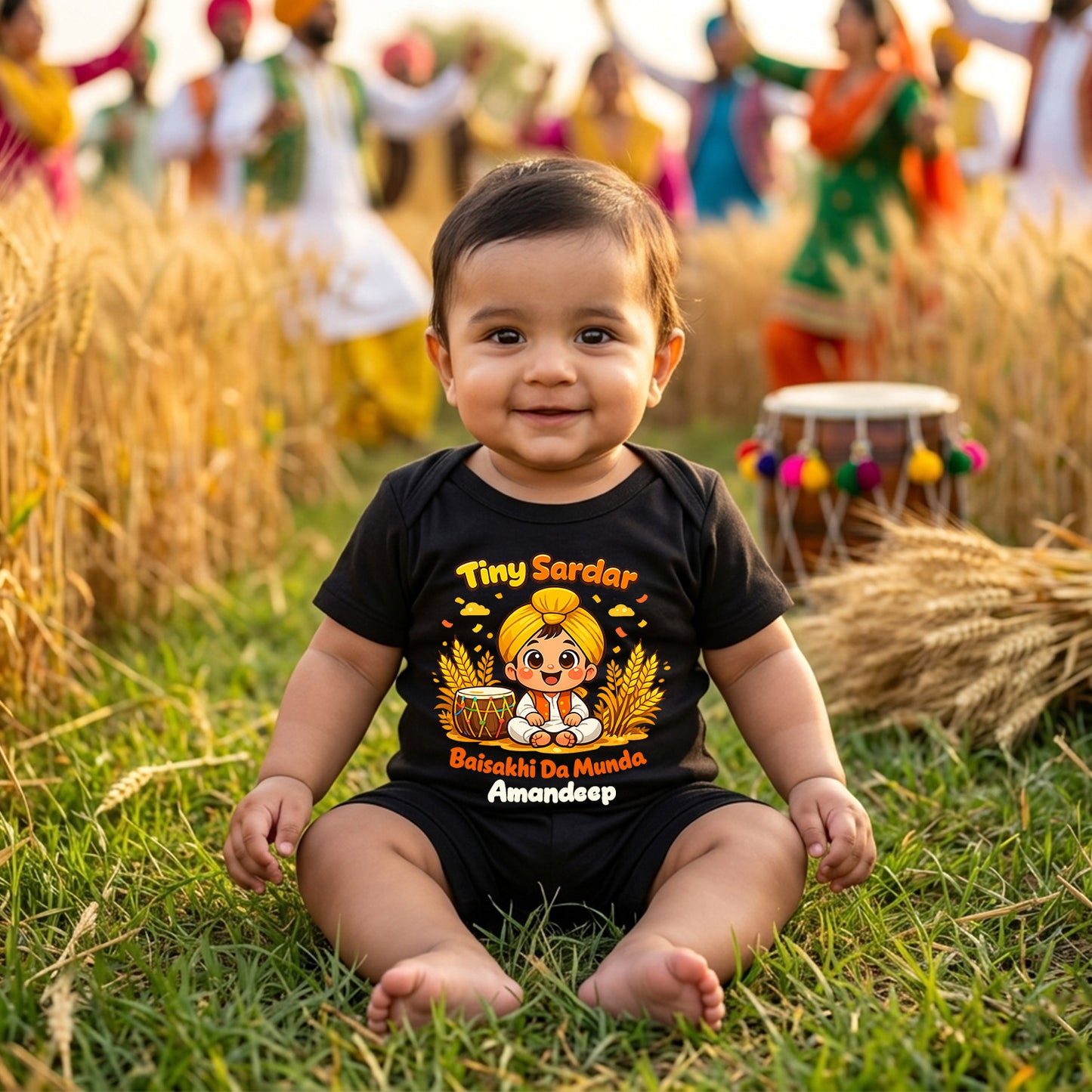 New Born & Baby Clothing | Tiny Sardar Baisakhi Da Munda With Customized Baby Name | Soft Cotton