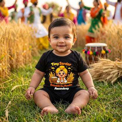 New Born & Baby Clothing | Tiny Sardar Baisakhi Da Munda With Customized Baby Name | Soft Cotton