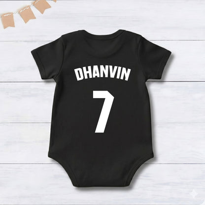 New Born & Baby clothing | Barcelona Football Fan Baby Romper with Customized Baby Name Printed | Soft Cotton