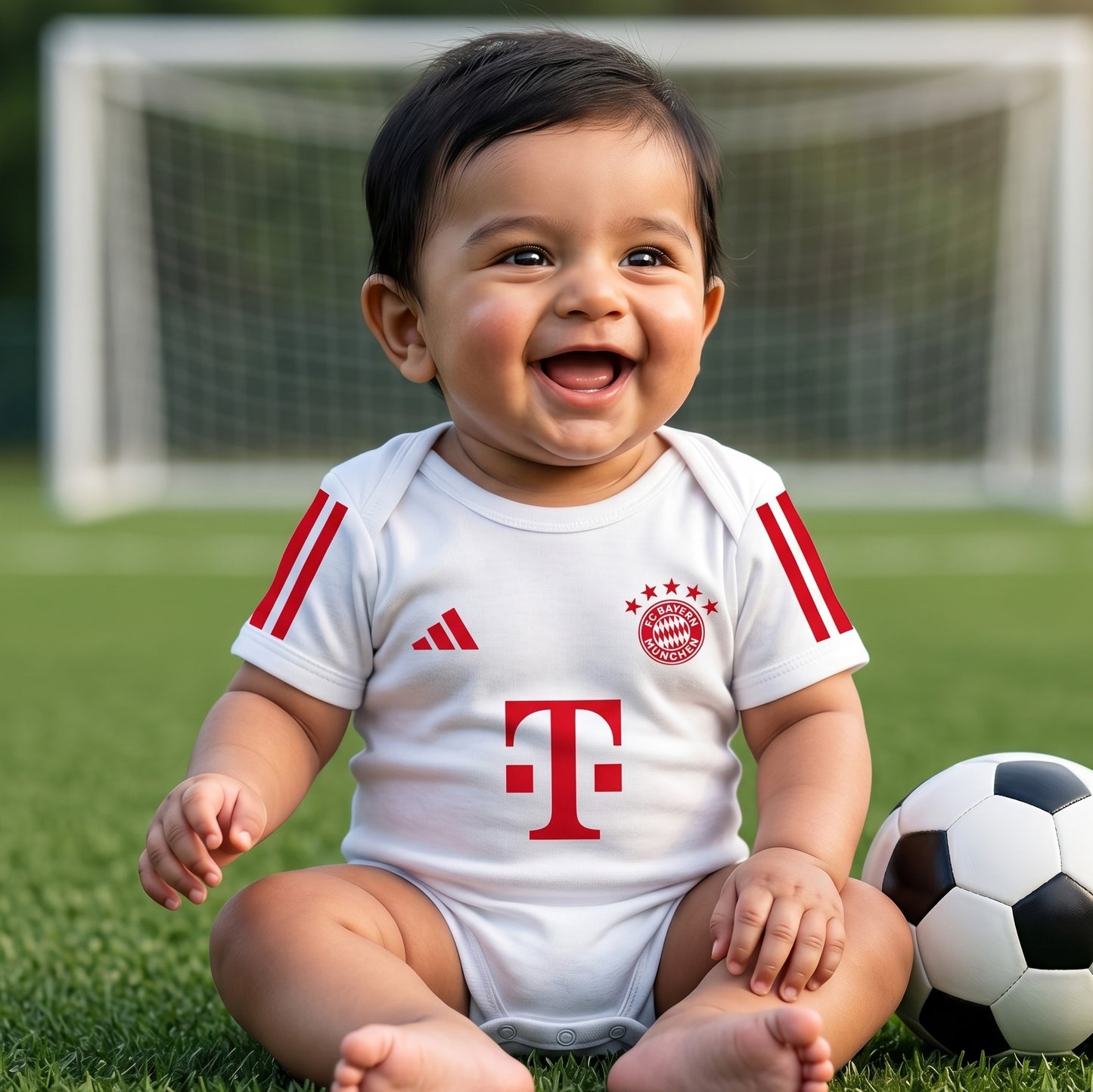 New Born & Baby clothing | White Football Jersey Inspired Inspired Photoshoot Outfit for Baby with Customized Baby Name Printed | Soft Cotton