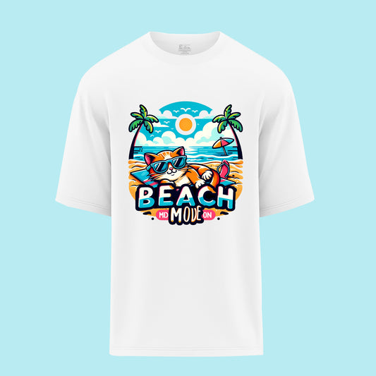 Beach Mode White Oversized Fit T-shirt