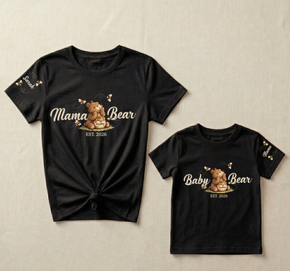 Mamma Bear & Baby Bear Black Combo T-shirt