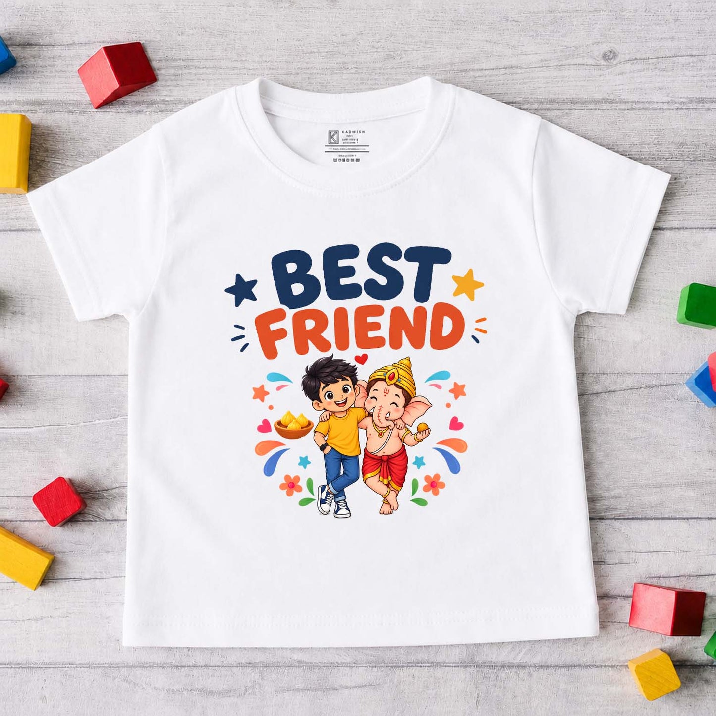 My Best Friend Kids T-Shirt | Ganpati Design White T-Shirt