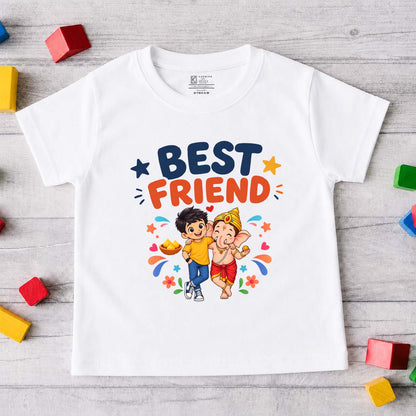 My Best Friend Kids T-Shirt | Ganpati Design White T-Shirt