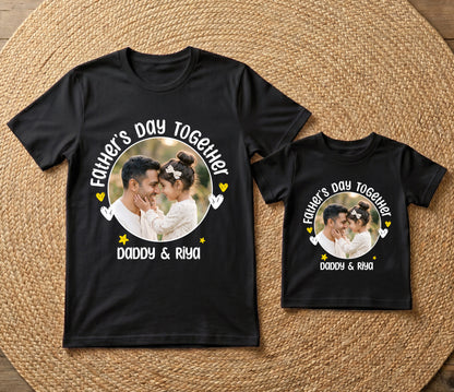 New Born & Baby Clothing | Fathers Day Together Dad & Daughter Twinning Custom Image Black Sets | Soft T-shirt