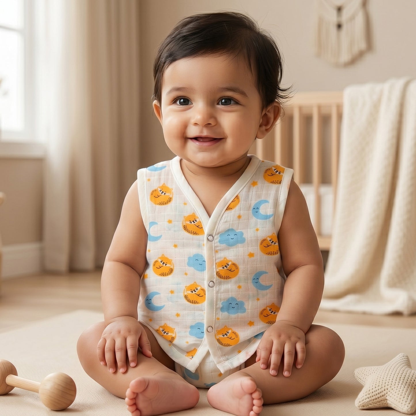 New Born & Baby Clothing | Sleeveless Muslin Baby Dress (3-6 Months) Cute Print 3rd Combo | Soft Cotton