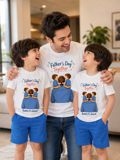 New Born & Baby Clothing | Happy Father's Day Together Dad & Son Twin Boys White Sets T-shirt  | Soft T-shirt
