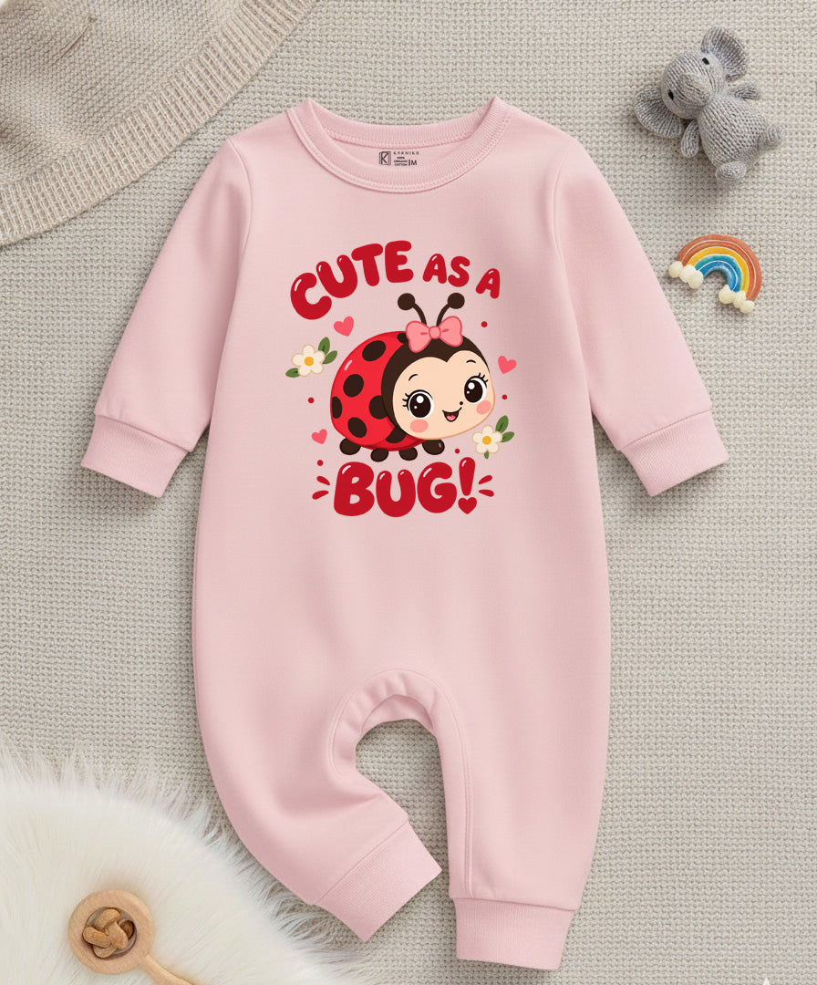 Karmikh Baby Romper | Cute as a Bug Baby Romper – Pink 🐞💕 | Full Romper