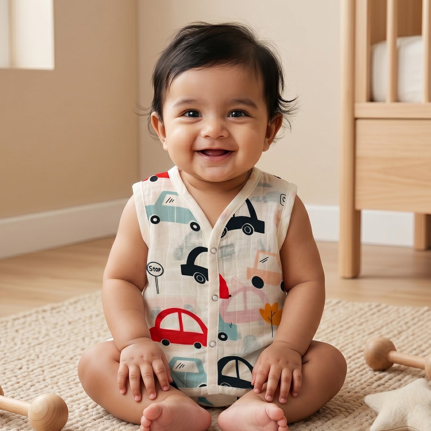 New Born & Baby Clothing | Sleeveless Muslin Baby Dress (0-3 Months) Five Combo Cute Print 3rd Combo | Soft Cotton