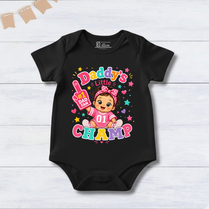 New Born & Baby Clothing | Daddy's Little Champ Black Bodysuit | Soft Cotton