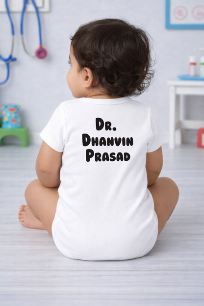 Cute Little Doctor  Baby Photoshoot Outfit With Customized Baby Name for Newborns & Infants | Soft Cotton