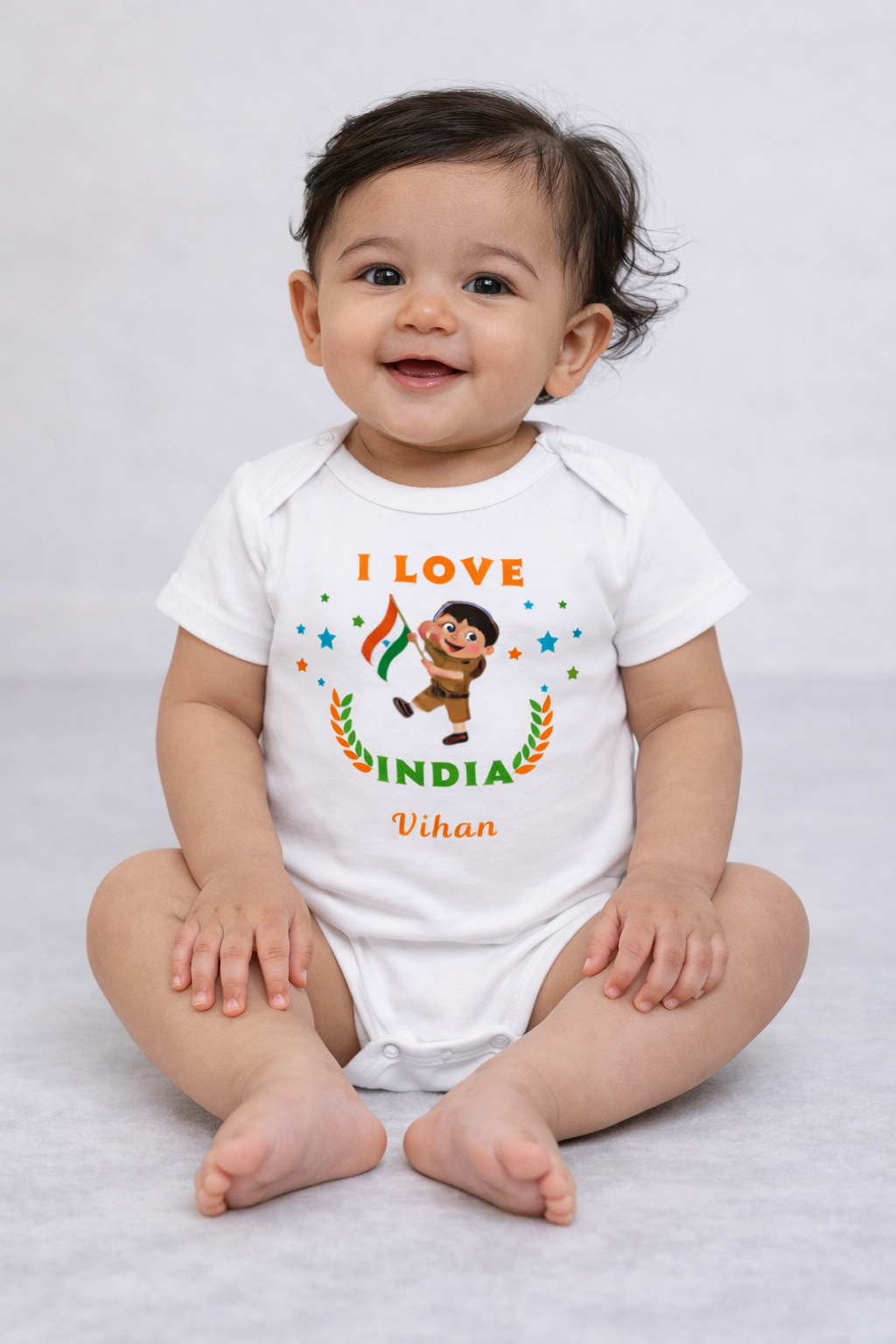 New Born & Baby Clothing | I Love My India with Customized Baby Name | Soft Cotton