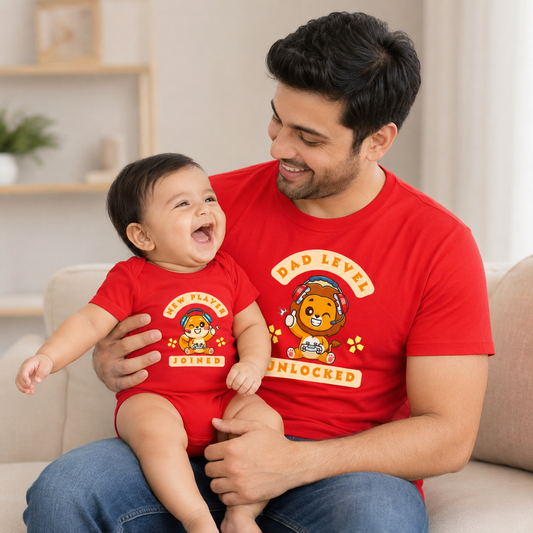 New Born & Baby Clothing | New Player Joined, Dad level Red T-shirts | Soft T-shirt
