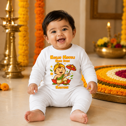 Little Maveli is here with customised name_ White Full Romper