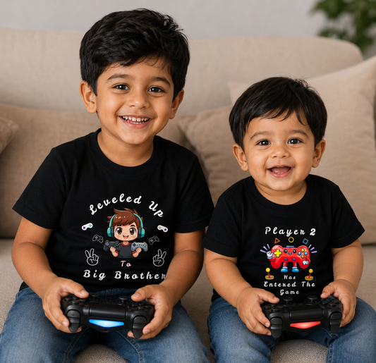 Combo pack of  Leveled Up To Big Brother _ Black Tees & Onesie