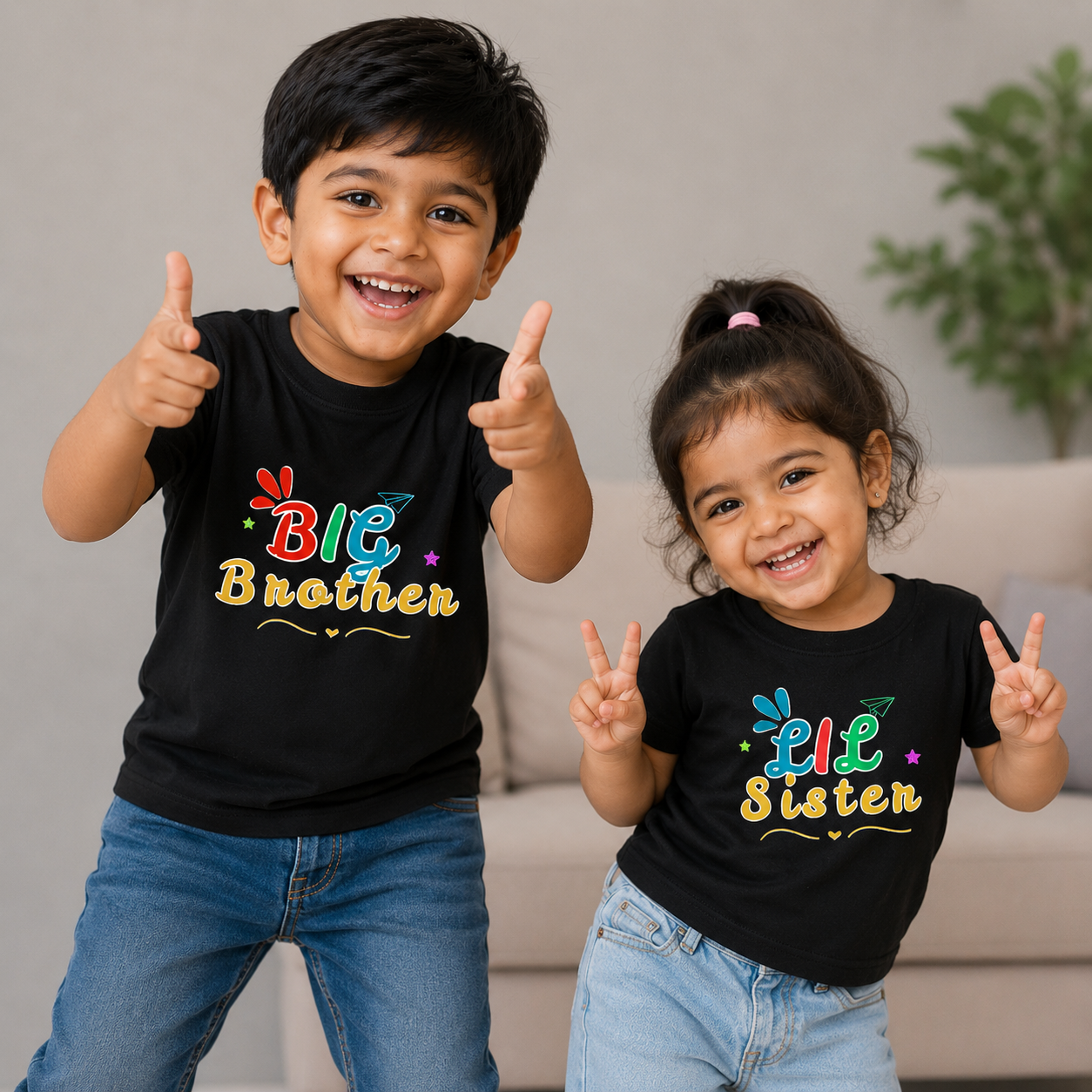 Combo pack of Big Brother, Little Sister_ Black Tees