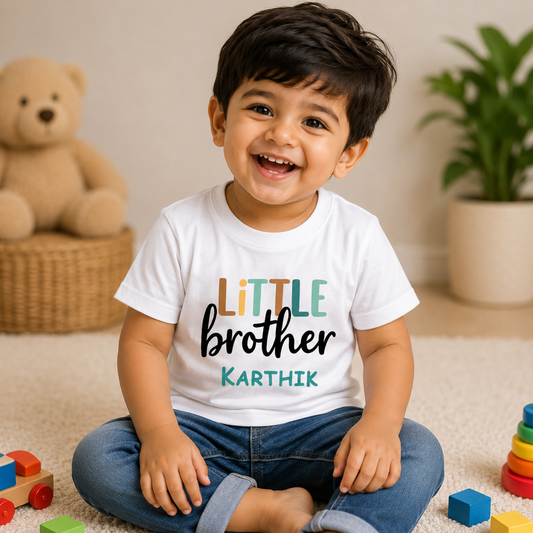 Little Brother customised with name _ White tee