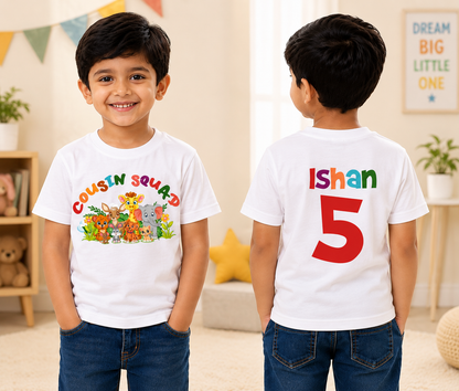 Cousin Squad with Customised Name_ White Tee