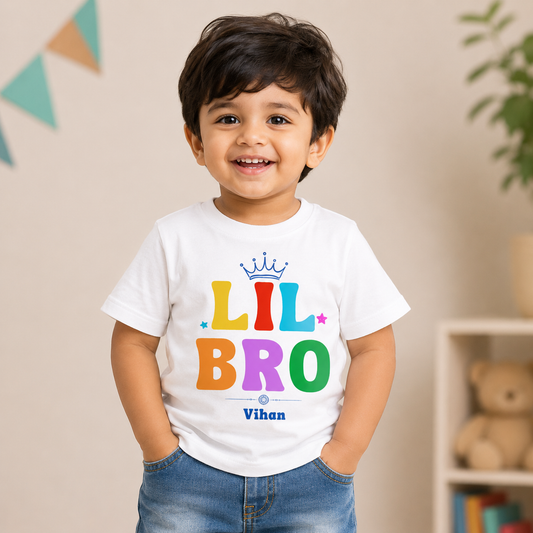 Little Brother customised with name _ White tee