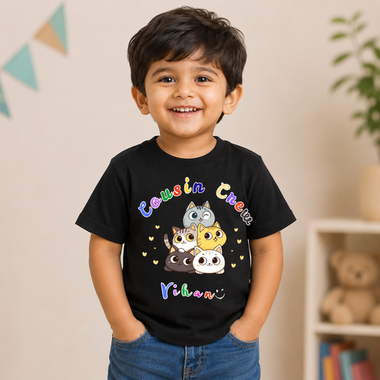 Cousin Crew with customised name_ Black tee