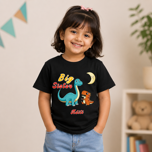 Big Sister customised with name _ Black tee