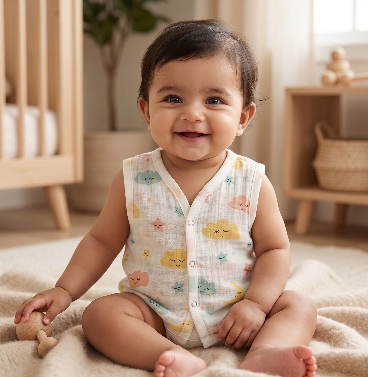 New Born & Baby Clothing | Sleeveless Muslin Baby Dress (0-3 Months) Cute Print 8th Combo | Soft Cotton