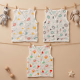 New Born & Baby Clothing | Sleeveless Muslin Baby Dress (6-9 Months) Cute Print 1st Combo | Soft Cotton