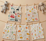 New Born & Baby Clothing | Sleeveless Muslin Baby Dress (0-3 Months) Five Combo Cute Print 3rd Combo | Soft Cotton