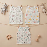 New Born & Baby Clothing | Sleeveless Muslin Baby Dress (6-9 Months) Cute Print 5th Combo | Soft Cotton