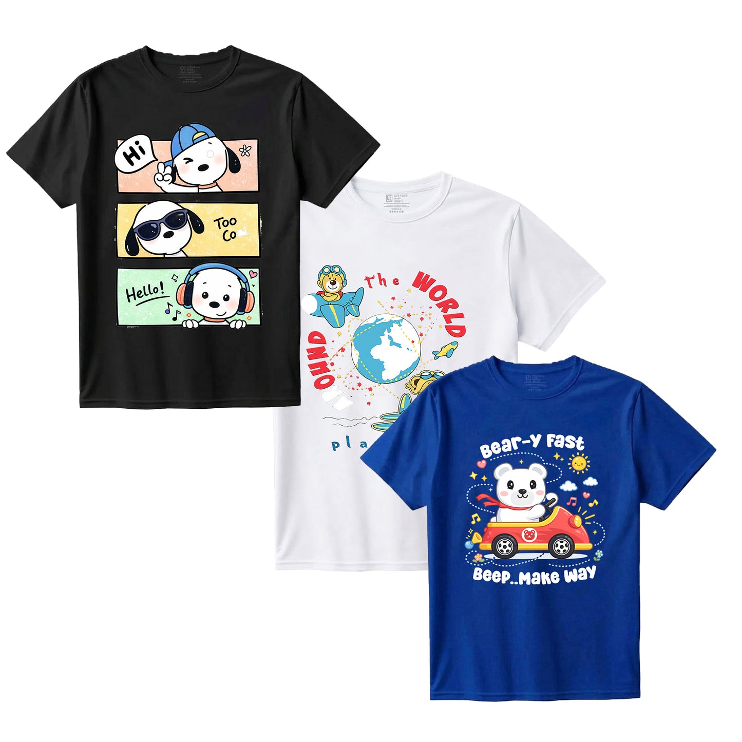 Kids Combo1 3 Graphic T-shirts | Soft Cotton
