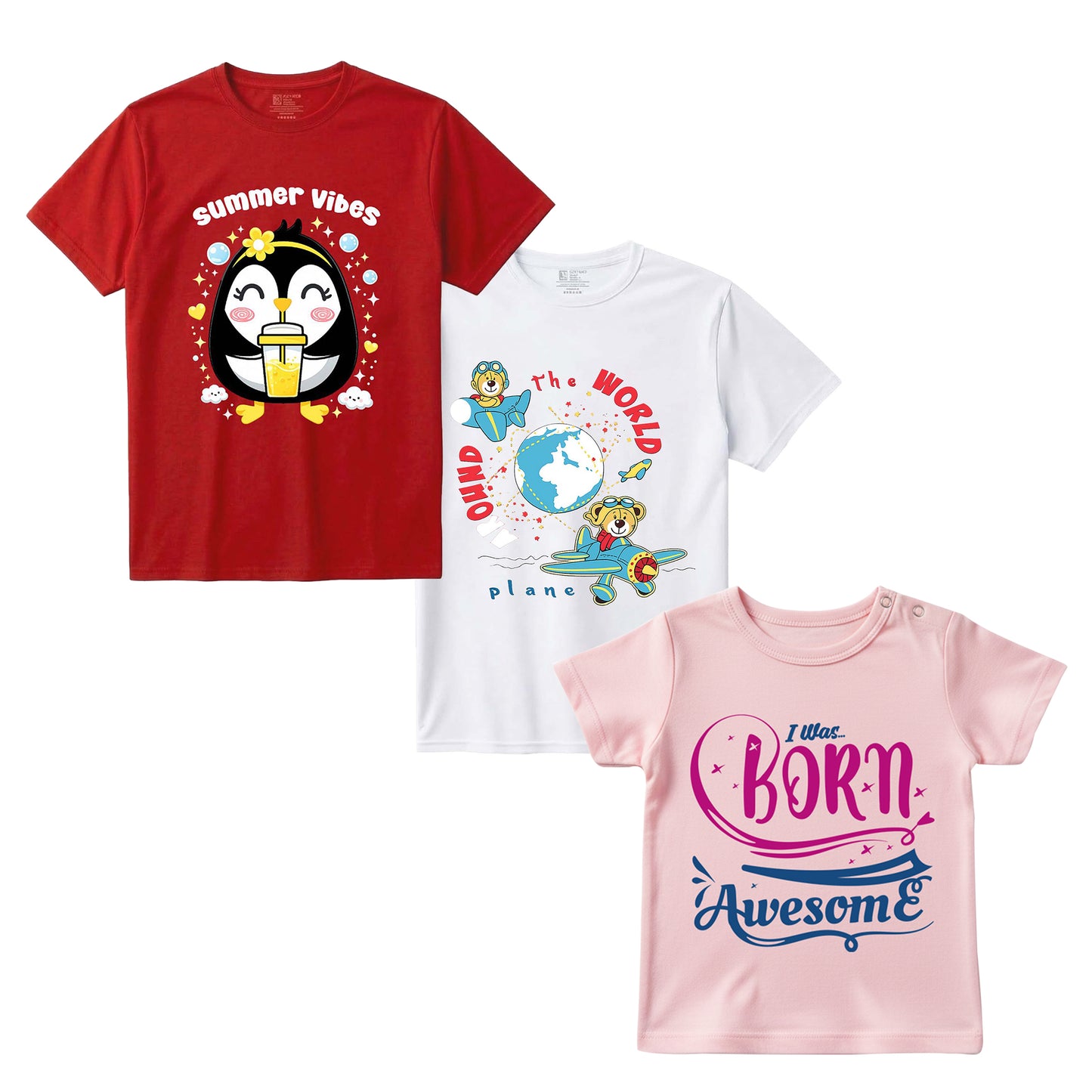 Kids Combo6 3 Graphic T-shirts | Soft Cotton