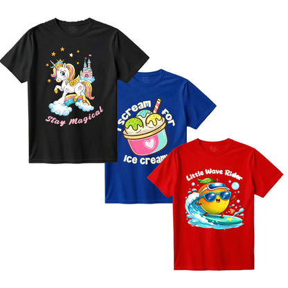 Kids Combo7 3 Graphic T-shirts | Soft Cotton