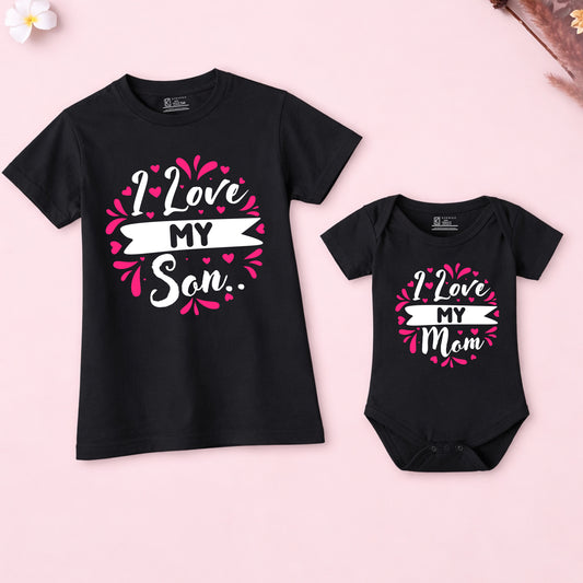 New Born & Baby Clothing | I Love My Mom & I Love My Son Black Combo | Soft Cotton