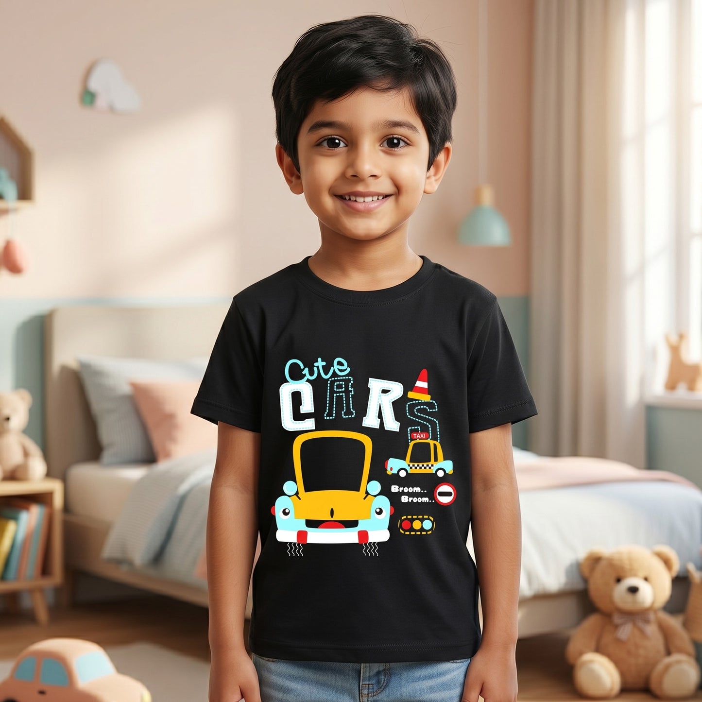 Cute Cars Printed Kid's T-Shirt