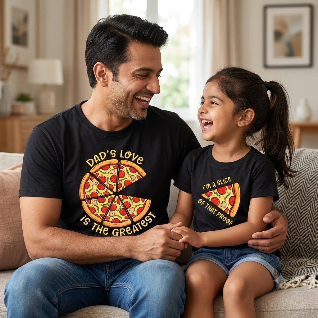 New Born & Baby Clothing | Dad's Love is the Greatest Dad & Daughter Twinning Black Sets | Soft T-shirt