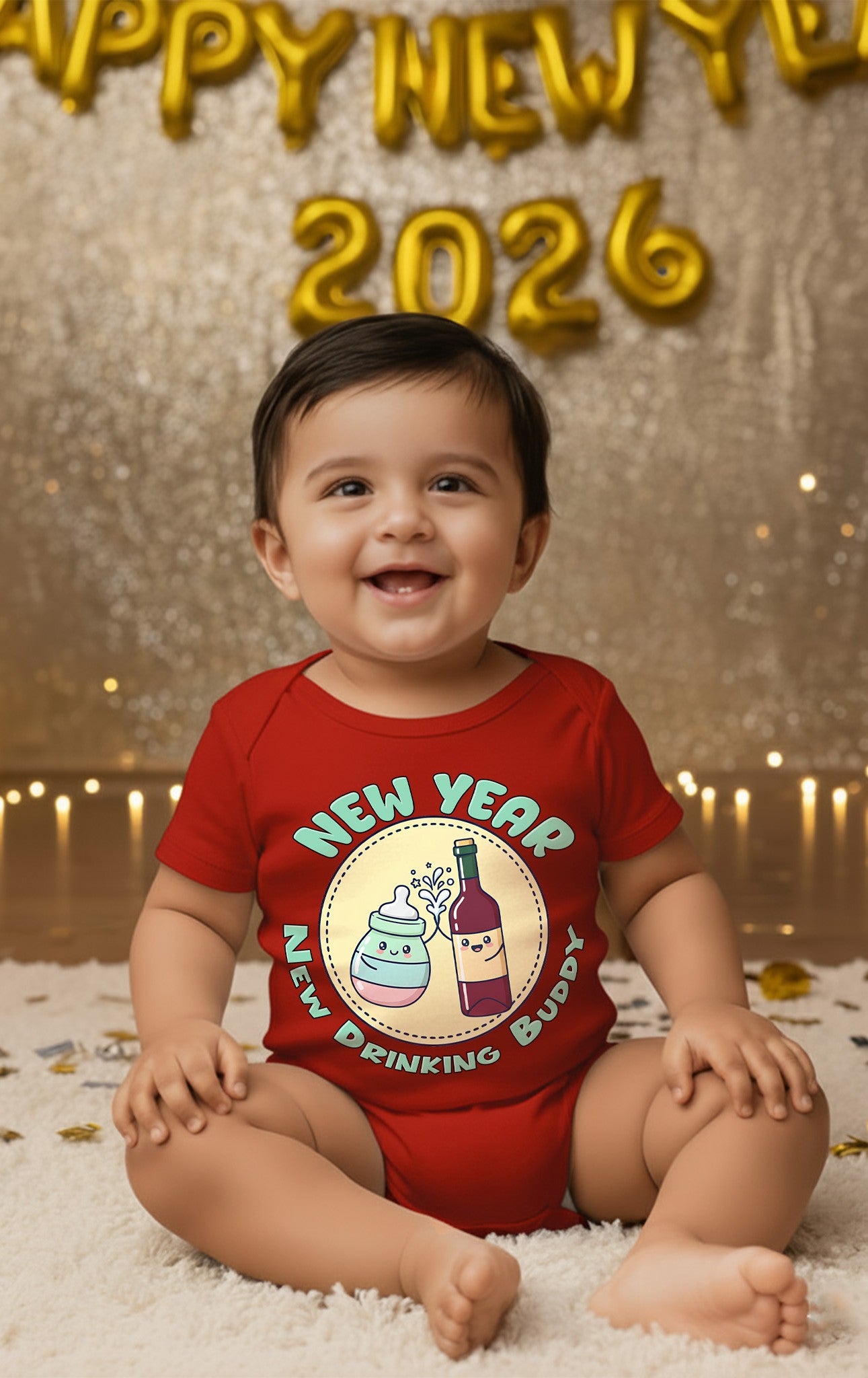 New Year New Drinking Buddy _ Red Onesies