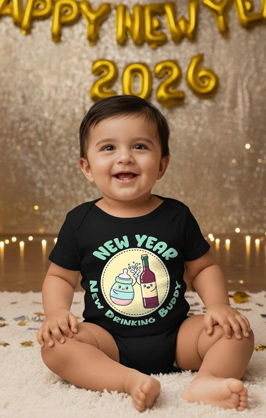 New Year New Drinking Buddy _ Black Onesies