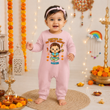 Lighting Up My First Diwali  With Customized Baby Girl Name _ Full Pink Romper