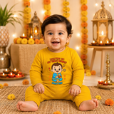 Lighting Up My First Diwali  With Customized Baby Name _ Full Yellow Romper