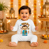 Lighting Up My First Diwali  With Customized Baby Boy Name _ Full White Romper