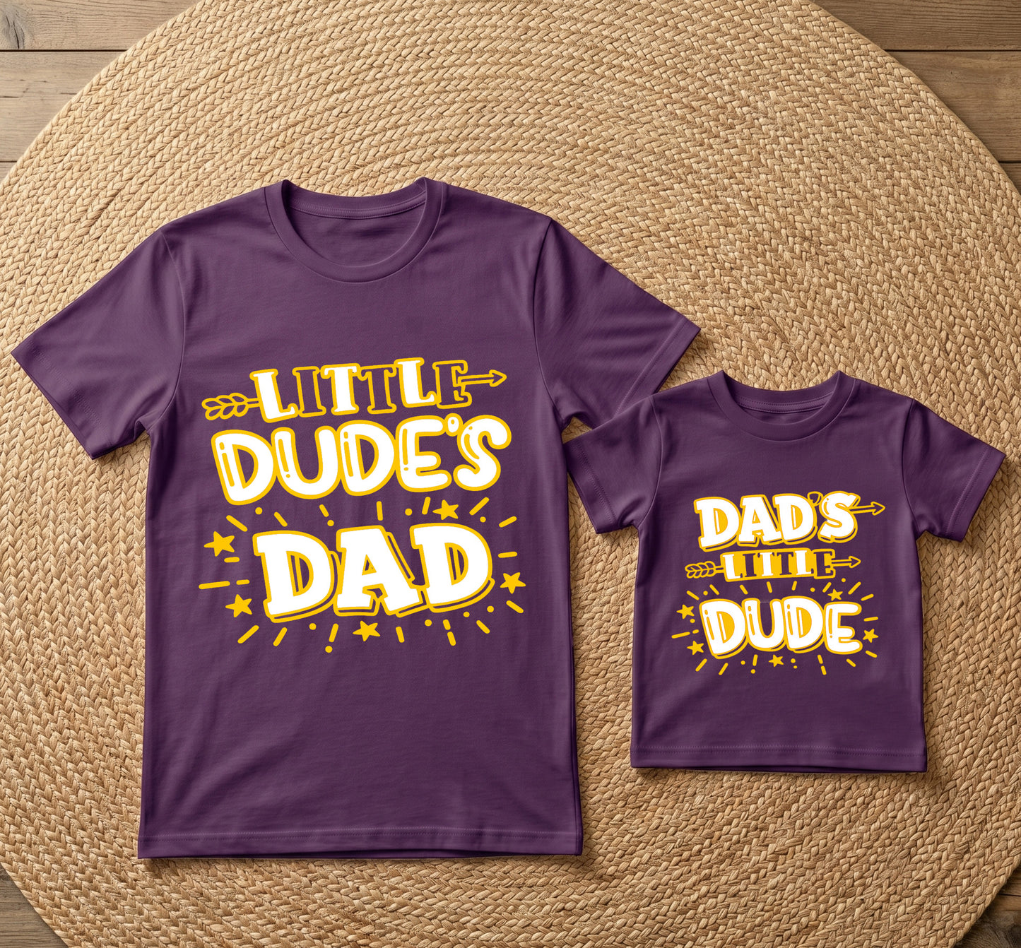New Born & Baby Clothing | Little Dude's Father & Son Twinning Purple Sets | Soft T-shirt