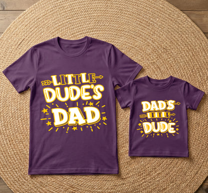 New Born & Baby Clothing | Little Dude's Father & Son Twinning Purple Sets | Soft T-shirt