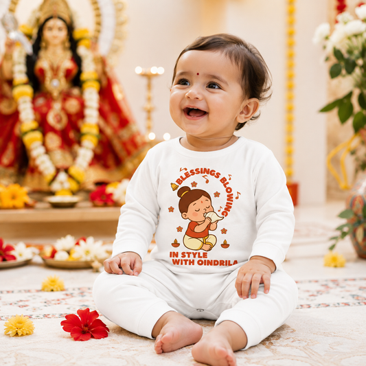 Blessing Blowing In Style With Customized Baby Girl  Name _ Full White Romper